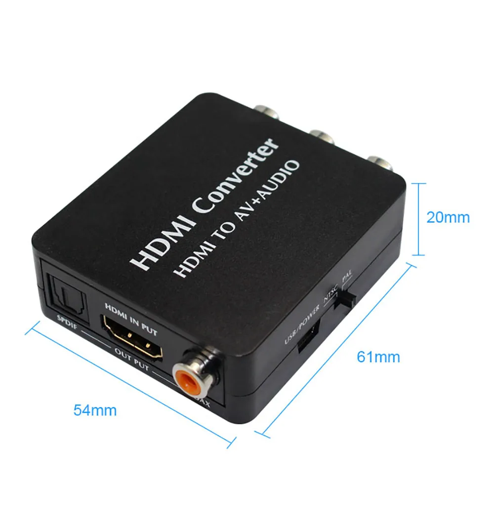 1080p HDMI в AV аудио конвертер SPDIF оптический Toslink коаксиальный CVBS L/R out Поддержка NTSC/PAL