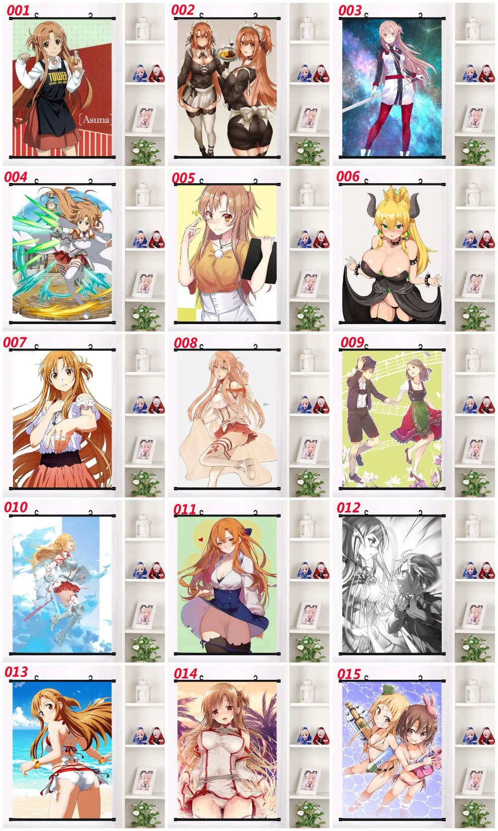 Аниме меч искусство онлайн Юки костюм Asuna для косплея(костюмированных игр) настенные свитки Фреска плакат Настенные подвесные плакаты украшения дома Свиток Плакат
