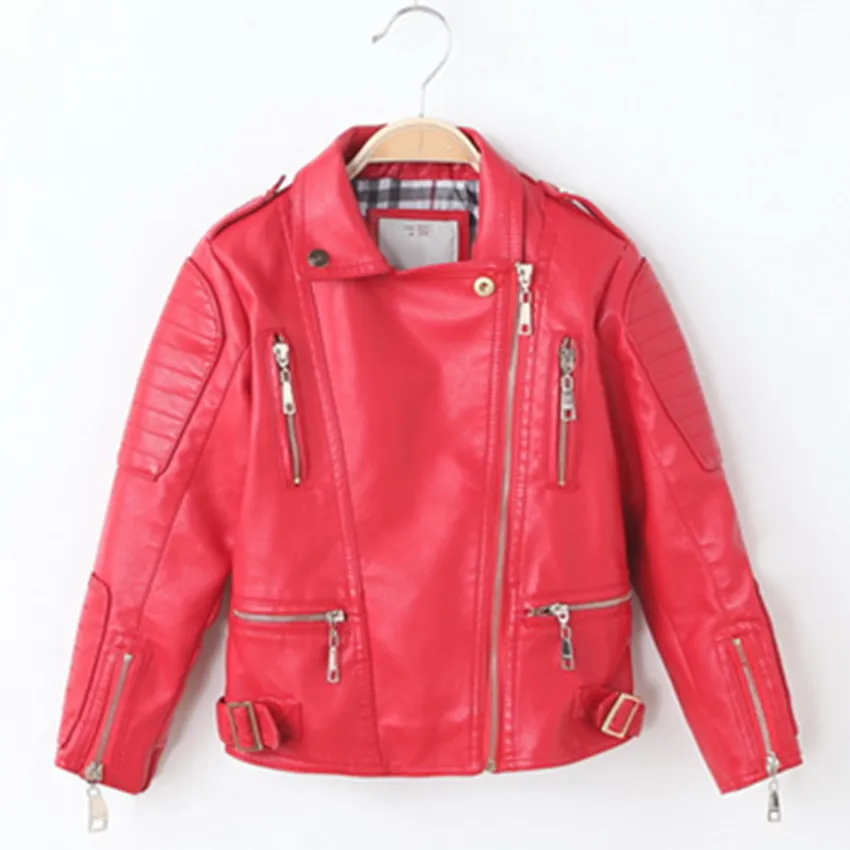 Демисезонная кожаная куртка для девочек кожаный пиджак мальчиков пальто из