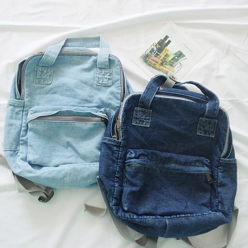 2017 модные женские туфли Джинсовый Рюкзак Унисекс дорожная сумка студент