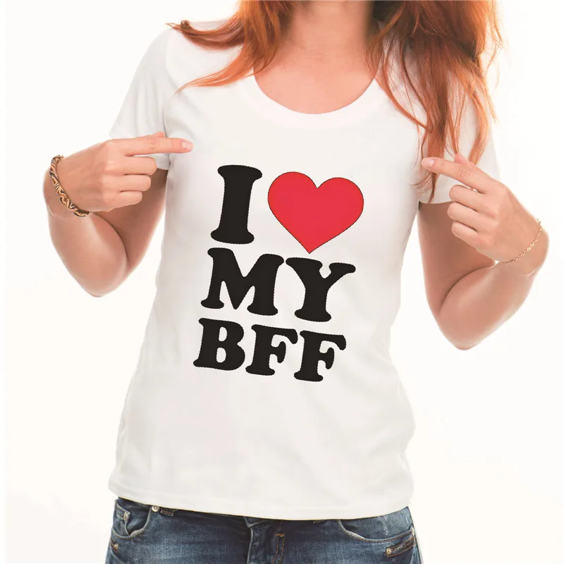 Dreamlikelin I Love My BFF красное сердце для взрослых сестры футболки лучший друг Футболки