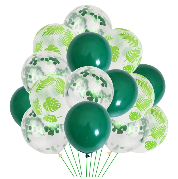 FENGRISE Palm Leaf Tropical Party Balloons Wild One Birthday Ballons Confetti Latex Baloons Jungle Safari Hawaiian Party Decor