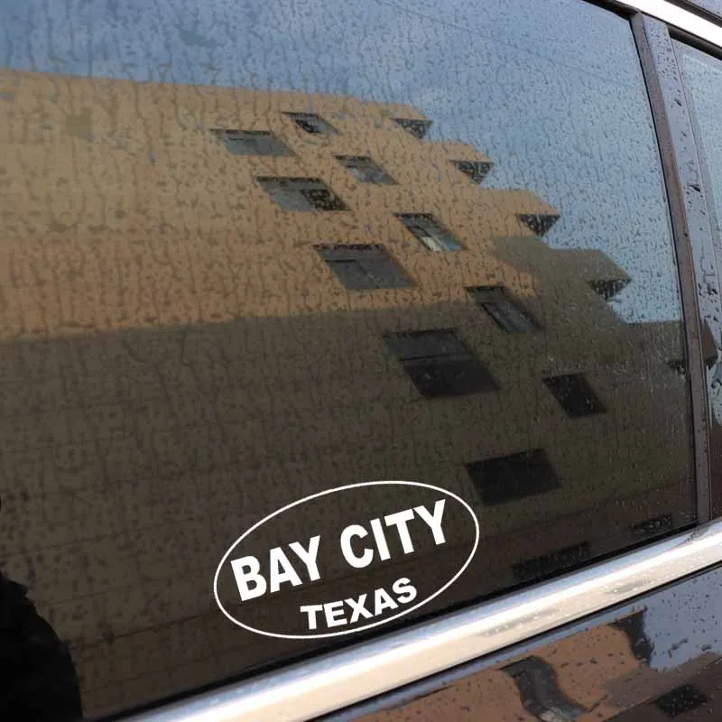 YJZT 13.3CM*7CM BAY CITY TEXAS Oval Interesting Car Sticker Vinyl Decals Black/Silver C10-01685 | Автомобили и мотоциклы