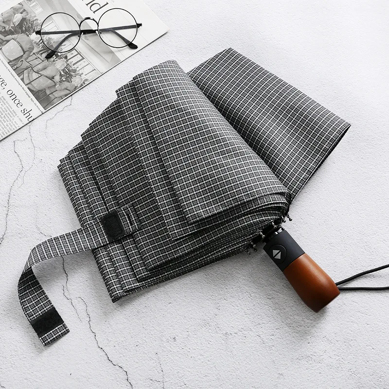 Автоматический автоматический зонт Houndstooth складной мужской деловой Ретро Зонт с