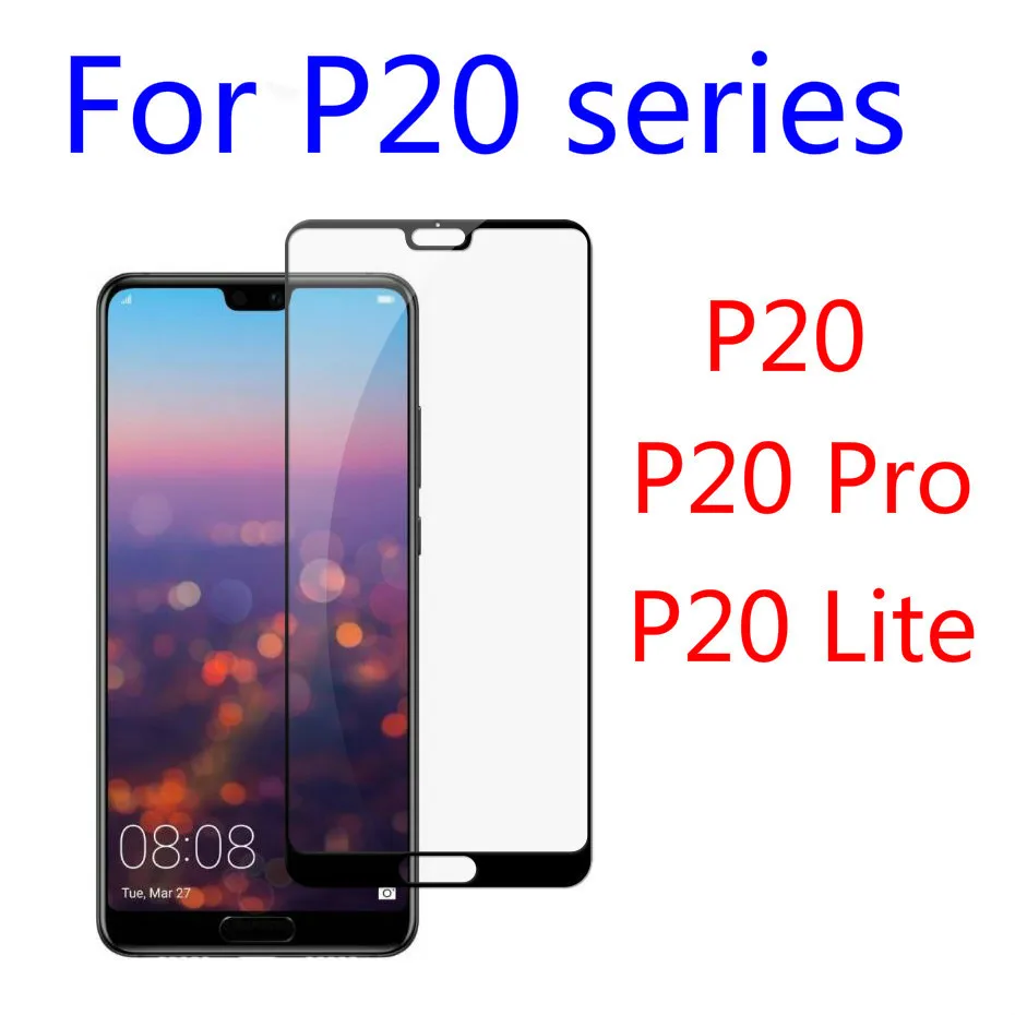 Защитный экран для Huawei P20 Pro Lite оригинальная настоящая 2.5D 9H черная белая 3d дуга