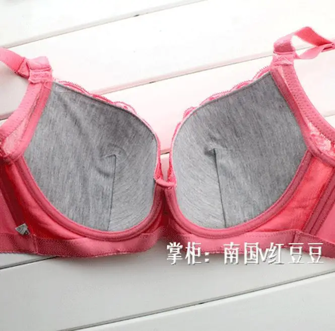 Women Adjustable shoulder strap Gather Push Up Bra .Large size 34/36/38/40/42 CDE cup bra girl embroidered lace flowers bra