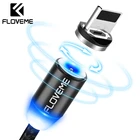 Магнитный зарядный кабель FLOVEME с подсветкой, кабель Micro USB Type-C, Магнитный зарядный кабель в нейлоновой оплетке для iPhone X, XR