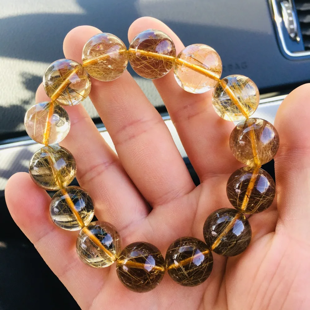 

12 mm natural titanium bracelet crystal bracelet beads, suitable for men and women auspicious
