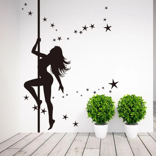 

Pole Dancing Girl Wall Sticker Wall Paper Home Decor Vinyl Removable Mural Decals Free shipping