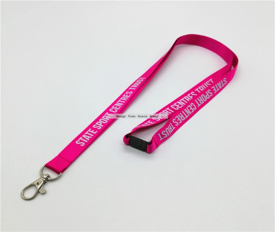 

300pcs Popular Pink Safety Neck Lanyard Logo Website Business Information Silk Screen Print Flat Neck Lanyard Customized