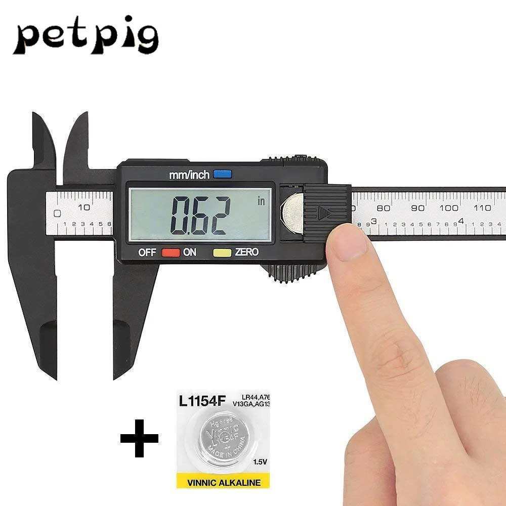 Цифровой штангенциркуль Petpig 100/150 мм, измерительный инструмент, пластиковый Электронный штангенциркуль с большим ЖК-экраном, ручные инструменты для автоматического отключения