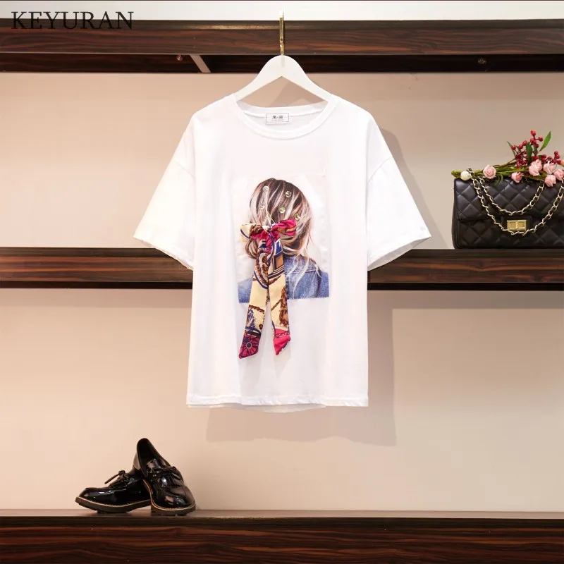 2019 модная летняя футболка женская с принтом персонажа Свободная Повседневная