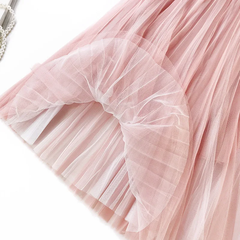 Small fresh Tulle Skirts Womens 2019 Summer Long Midi Skirt Female Elastic High Waist Pleated Tutu Saia | Женская одежда
