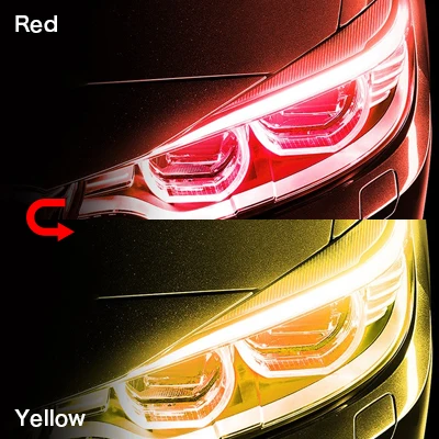 Red and Yellow СВЕТОДИОДНЫЙ DRL фары полосы дневные ходовые огни указатель поворота лампа для Ford Focus 2 3 MK2 Mustang Ranger, Fusion Fiesta аксессуары - Цвет: Red and Yellow