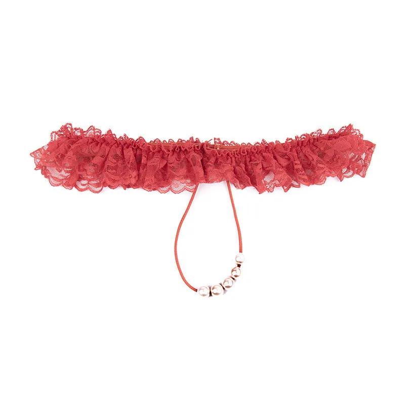 Женские кружевные трусики-стринги без косточек с бантиком и искусственным