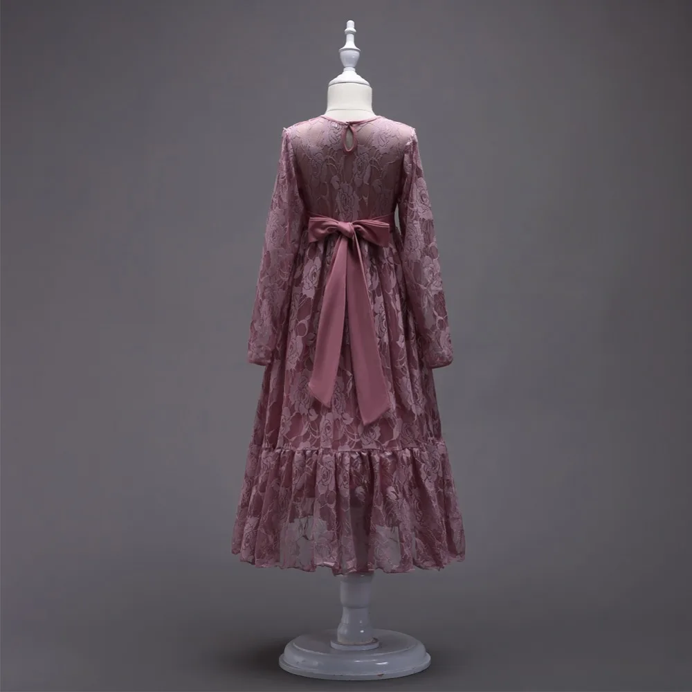 Популярное торжественное платье для девочек, Vestido, новинка года, платье принцессы для маленьких девочек, Подростковая кружевная одежда с длинными рукавами для дня рождения, Детская праздничная одежда, платье