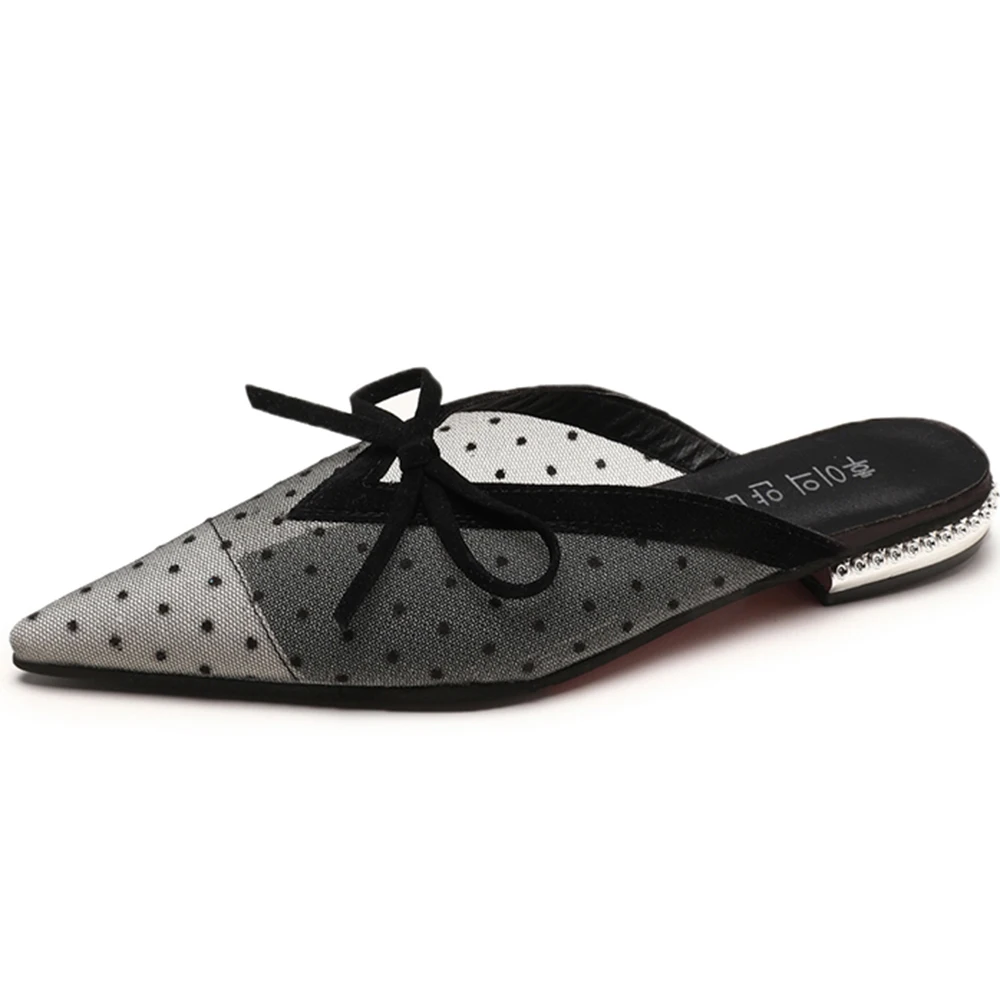 Женские босоножки на плоской подошве с острым носком в винтажном стиле