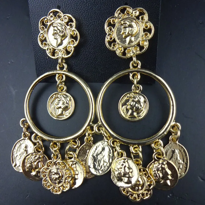 Модные Винтажные металлические серьги-подвески в стиле ретро с монетами и