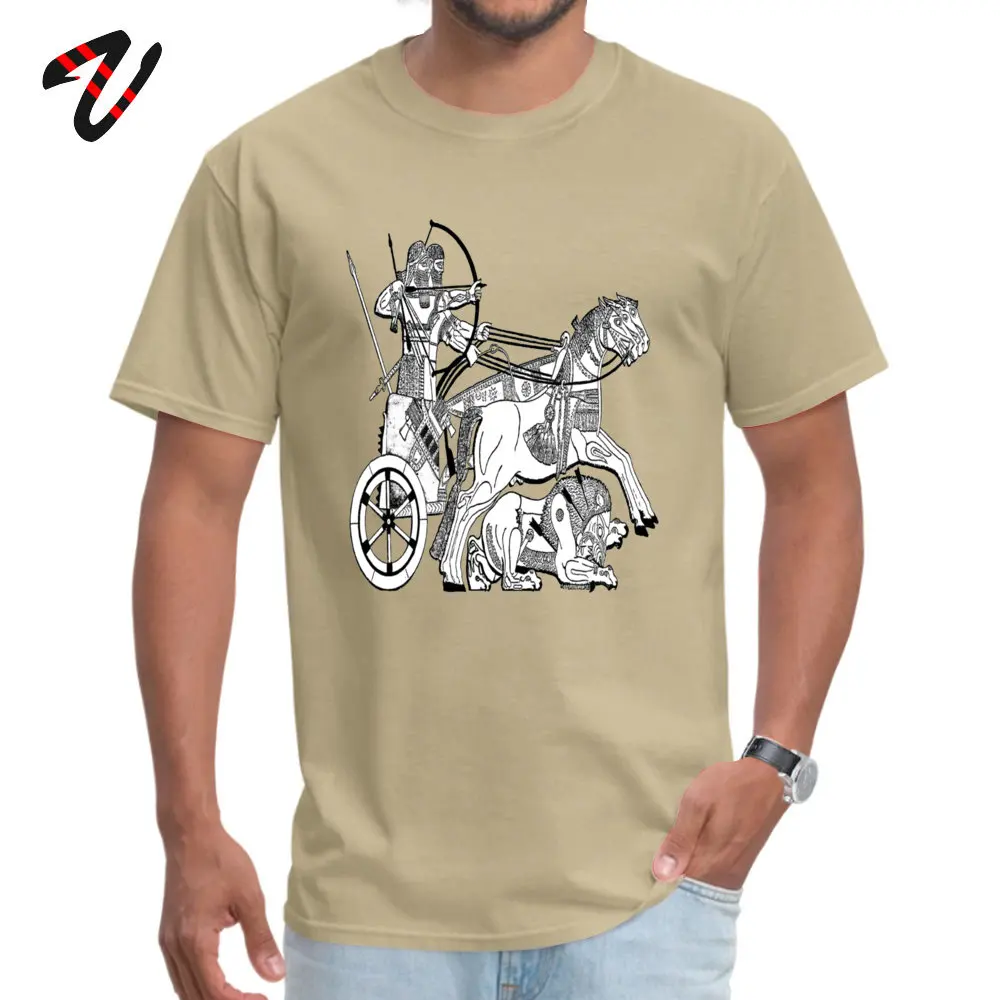 Geek Assyrian Chariots of War, футболки с круглым вырезом, топы на День дурака, футболки, щупальца для мужчин, семейные, чистые, Slash, Подарочная футболка - Цвет: Beige