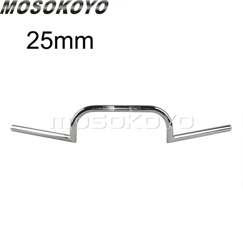 7/" или 1" Черный Руль Clubman рукоятка 22 мм 25 мм руль для Кафе Racer Cruiser Bobber Chopper - Цвет: 25mm chrome