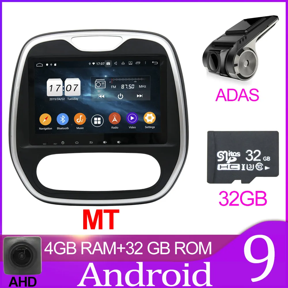 MT 32GB With ADAS Owtosin автомобильный Радио мультимедийный видео плеер навигация gps Android 9,0 для Renault Captur 2013- автомобиль 4 Гб ram 32 Гб rom - Цвет: MT 32GB With ADAS
