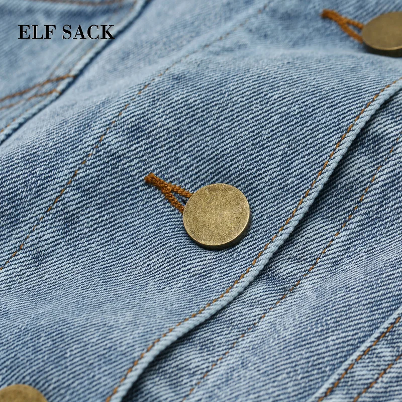 Женские хлопковые куртки ELFSACK однотонные однобортные свободные в клетку на весну