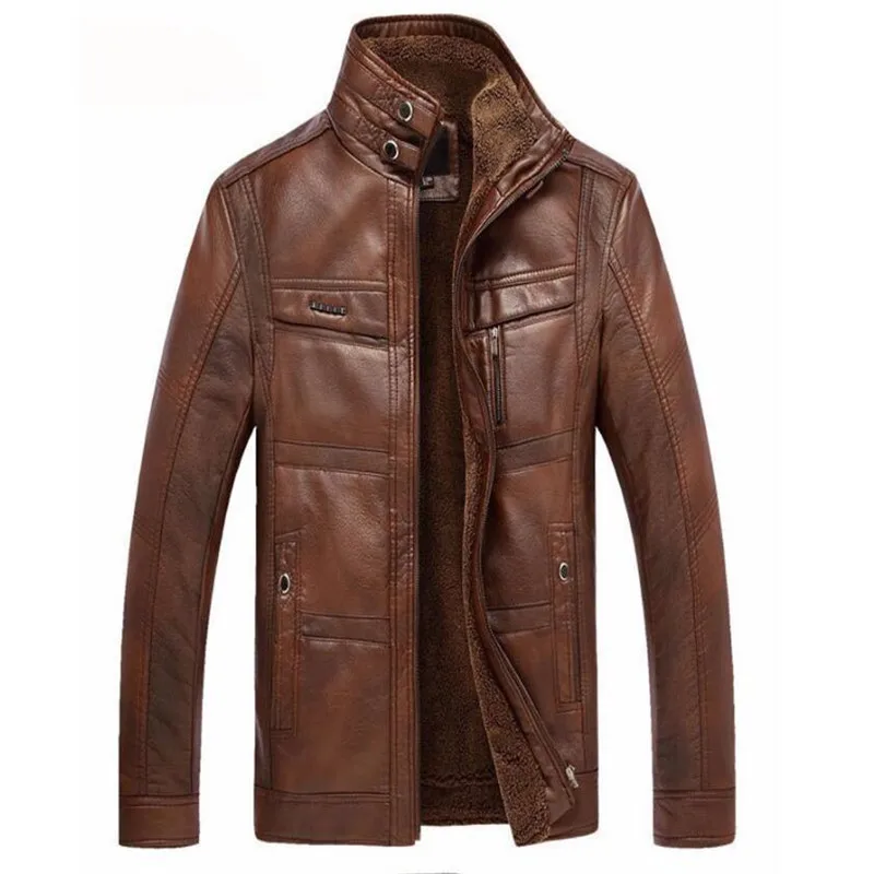 Мужская куртка из ПУ кожи с искусственным мехом размеры до 5XL|brand leather jacket men|leather