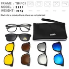 Солнцезащитные очки с клипсой UV400 для мужчин и женщин, квадратные поляризационные, в стиле ретро, с оптической оправой ночного видения, 5 + 1, 2019