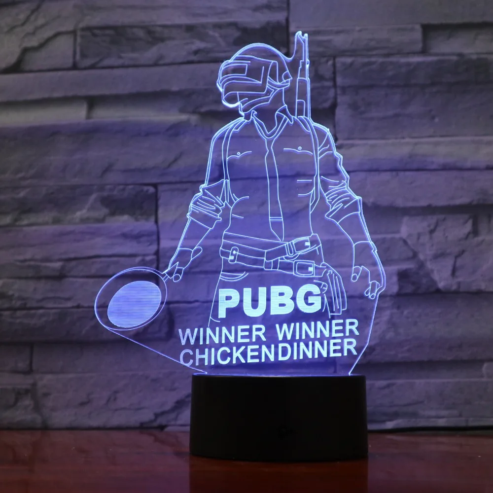 Крутой новый мировой хит FPS игровой плеер неизвестная 3D лампа PUBG Winner Chicken dinner 7