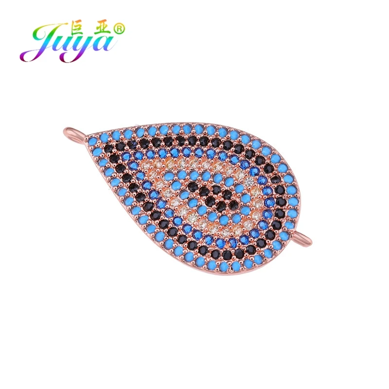 Rose Gold Juya DIY Красочные Кристаллы Классические Ювелирные компоненты греческий сглаза талисманы Разъем аксессуары для женщин мужчин Изготовление ювелирных изделий - Цвет: Rose Gold