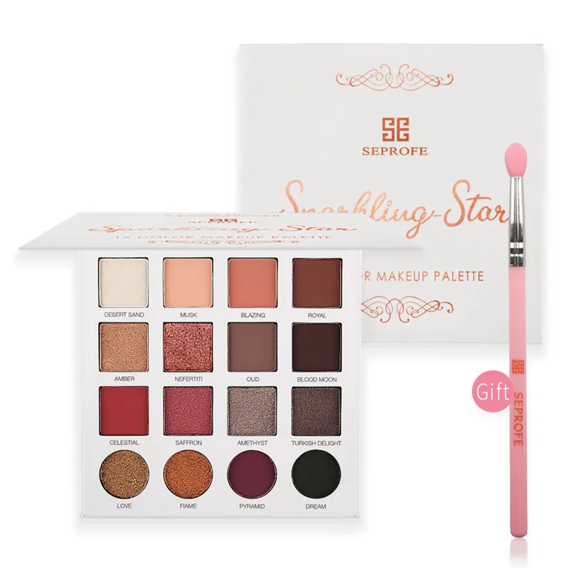 16 Colors SEPROFE Новое поступление очаровательные тени для век 12/16 цветов Nocturne палитра Макияж Палитра матовая Мерцающая пигментированная Пудра Тени для век - Цвет: 16 Colors