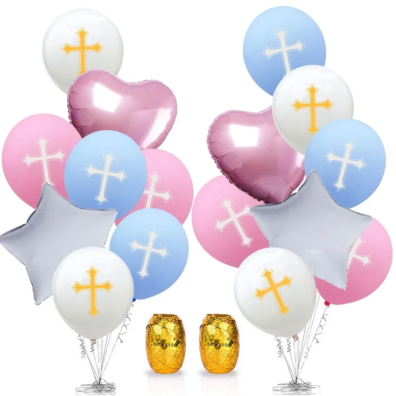 Пасха Бог благословит крест латексные воздушные шары Сердце Звезда алюминиевый