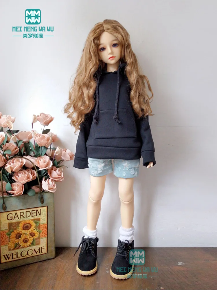 BJD Кукла Одежда для 1/3 BJD SD DD кукла Досуг Толстовка С Капюшоном Черный Белый Зеленый джинсовые шорты