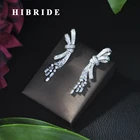 Бренд hibride высокое качество серебряные цветные длинные прозрачные серьги-гвоздики с кристаллами модные фианиты женские ювелирные изделия E-136