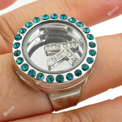 M00055 green adjustable charms locket ring metal jewelry size 25mm x12mm 17-19mm | Украшения и аксессуары