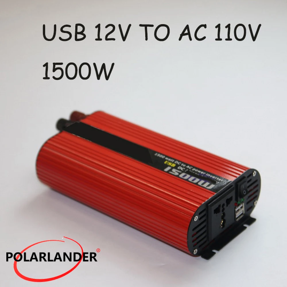 

Polarlander DC 12V/24V to AC 110V/220V 1500W Power Inverter Car Vehicle USB Power Inverter Adapter Converter