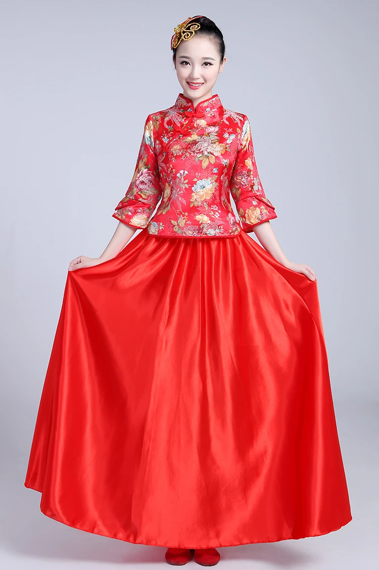 Фото Traditional women tang suit Chinese costume beautiful dance elegant hanfu clothing Yangko Classical Dance stage wear Тематическая Traditional women tang suit Chinese costume beautiful dance elegant hanfu clothing Yangko Classical Dance stage wear Тематическая