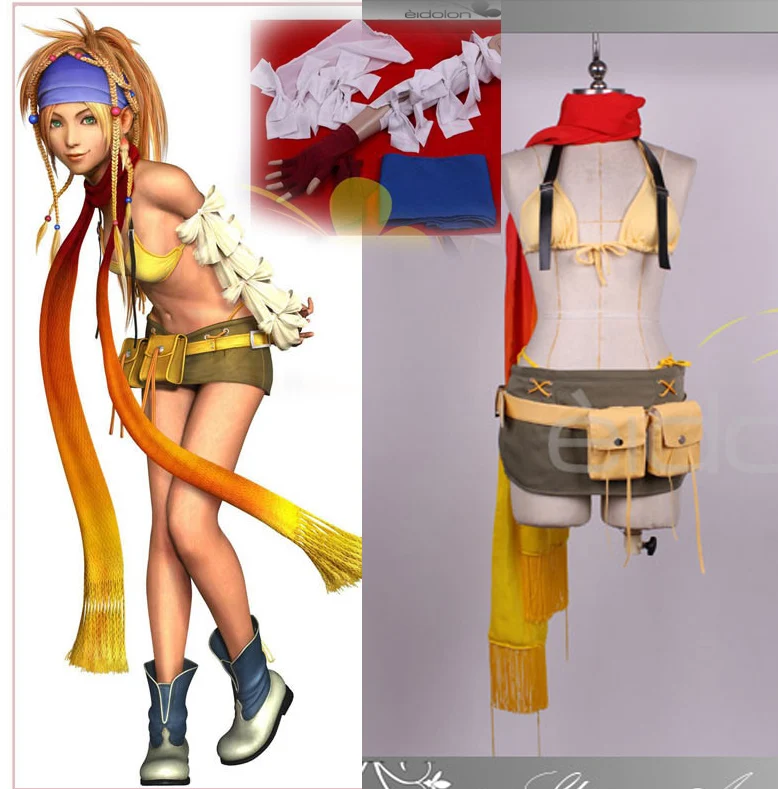 Final Fantasy X 2 Rikku Косплэй костюм с повязкой на голову и Перчатки рукава 11|cosplay costume|cosplay