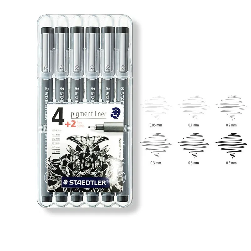 Staedtler 308 SB6P бонус эскизная ручка чертежная иглы пера гелевая 6 шт./компл. 0 05 1 2 3 5 8