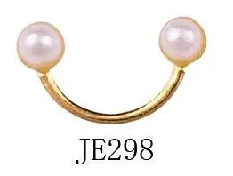 JE298 10 шт./лот Стразы для ногтей в форме улыбки с блестками и жемчугом, металлические шпильки, аксессуары для маникюра, хрустальные 3D металлические шпильки - Цвет: JE298
