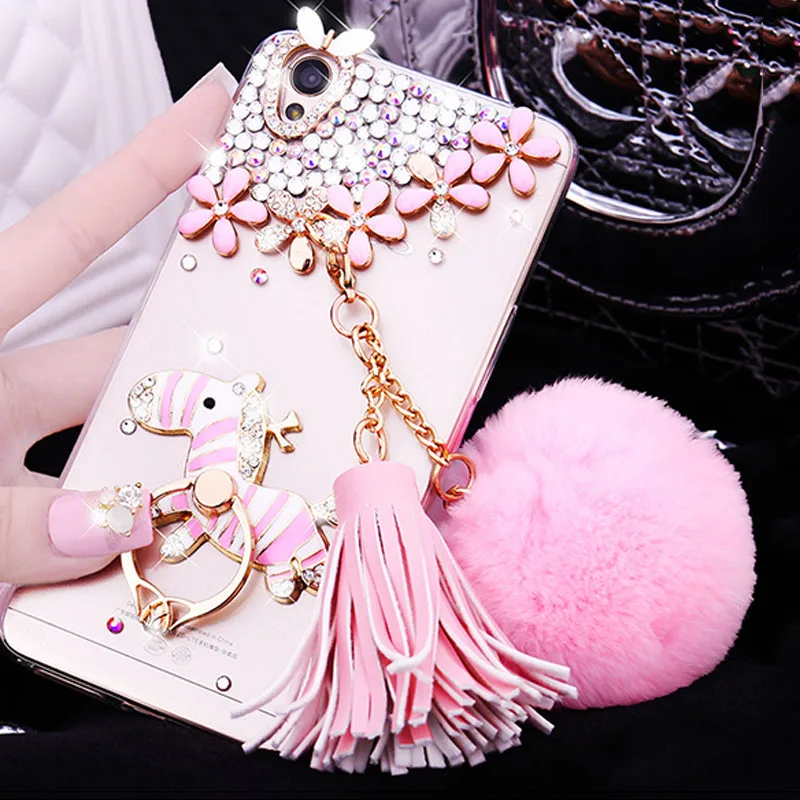 Женские зимняя теплая шерсть кролик диаманта Rhinestone чехол для телефона samsung Galaxy A3/5