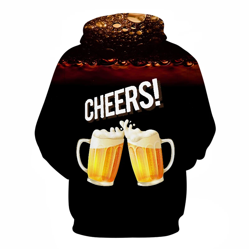 2019 3D толстовки молодежным принтом забавные с изображением "Beer CHEERS" пуловер