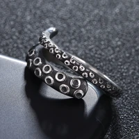 titanium steel gothic deep sea squid octopus ring fashion jewelry opened adjustable size top quality