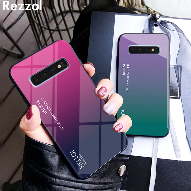 Для Samsung Galaxy S10 5G чехол градиентное закаленное стекло мягкий силиконовый Край