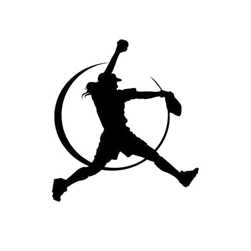 

11.6CM*12.8CM Interesting Fast Softball Sports Silhouette Vinyl Car Sticker Black/Silver S9-0310