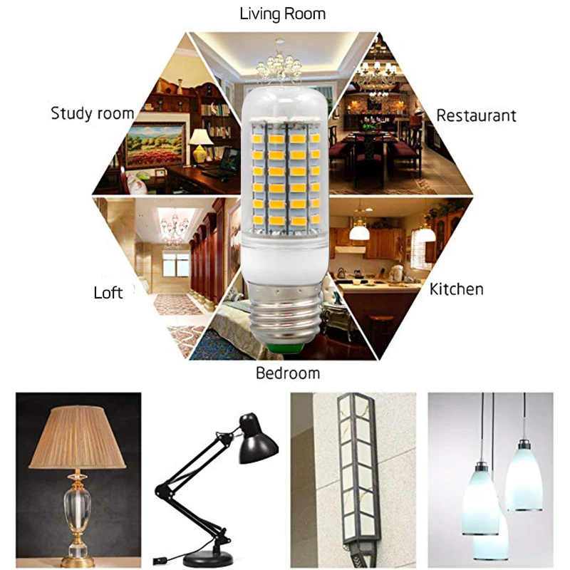 Светодиодный светильник для кукурузы E14 Bombilla светодиодный E27 SMD5730 220V Ampoule Lampada