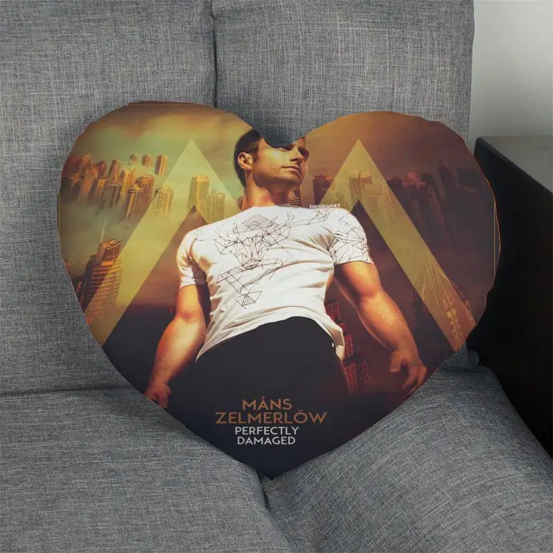Custom Mans Zelmerlow Heart Shape Pillow Cover Zipper Pillowcase Wedding Home Office Decorative Size Best DIY Gift | Дом и сад