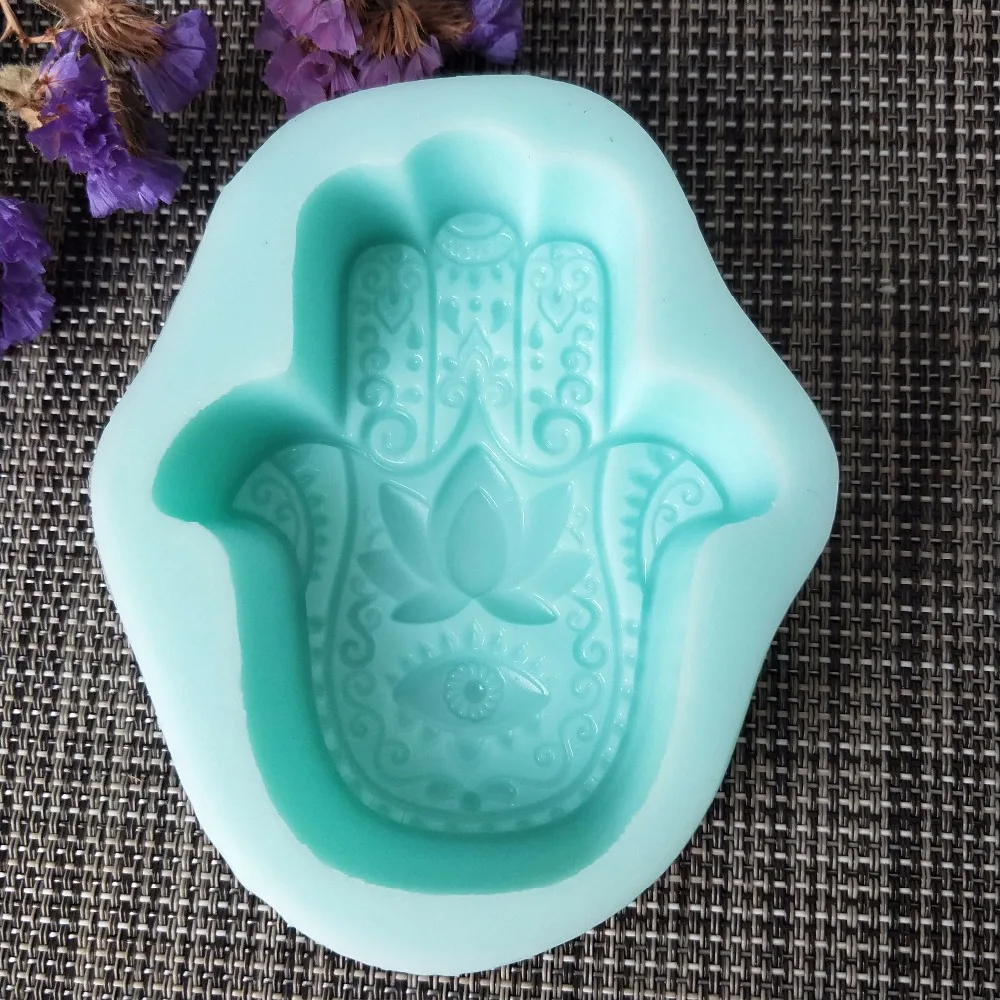 PRZY QT0122 HAMSA Lotus в ладони силиконовая форма для мыла Khamsah DIY изготовления рука Фатимы