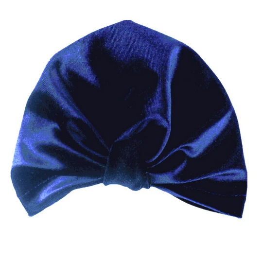 Royal blue bow hat Новая бархатная детская шапка для девочек, осенне-зимняя шляпа для мальчика, реквизит для фотосъемки, эластичная Младенческая шапочка, тюрбан, шапка, аксессуары для малышей - Цвет: Royal blue bow hat