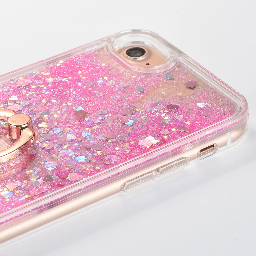 Pone Cover For iphone case 6s plus with ring Bling Glitter Liquid Quicksand Water Sequins 7 8 Plus x 5 5s se Carcasa |